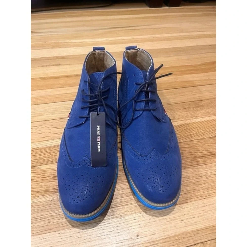 Vintage Phat Farm blue leather wingtip chukka boots
